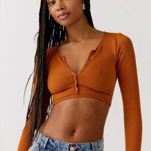 Urban Outfitters dark orange brown cropped long sleeve